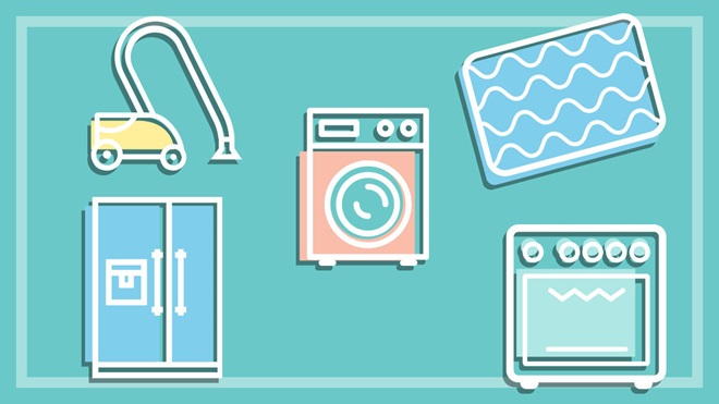 icons of five different appliances